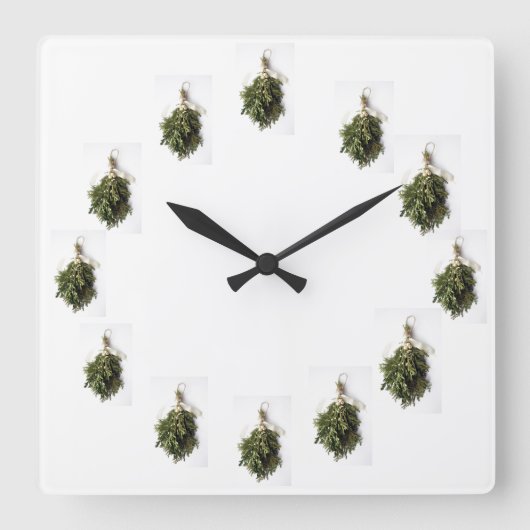 "SCHÖNES MISTLETOE" CHRISTMAS SCHLIESSEN QUADRATISCHE WANDUHR (Vorderseite)