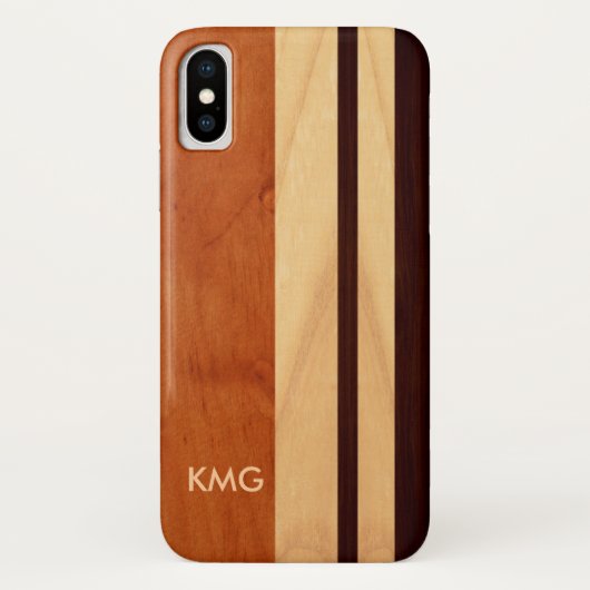 Schönes mit Monogramm Holz Stripes Muster Case-Mate iPhone Hülle (Rückseite)
