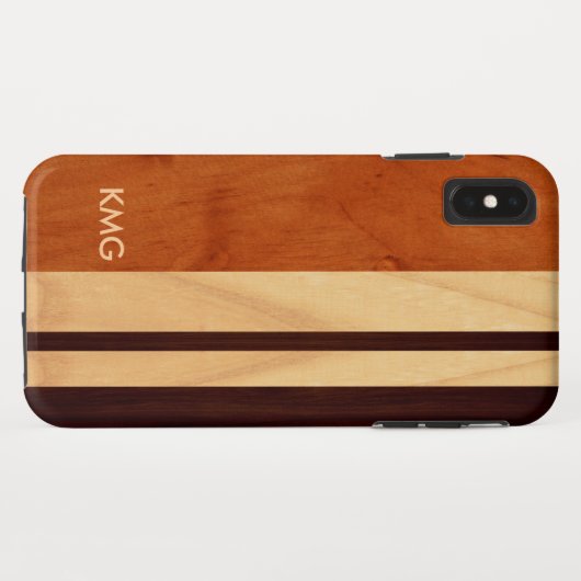 Schönes mit Monogramm Holz Stripes Muster Case-Mate iPhone Hülle (Rückseite (Horizontal))