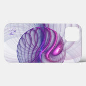 Schönes, modernes Abstraktes Fraktal Pink-Initiale Case-Mate iPhone Hülle (Rückseite (Horizontal))