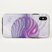 Schönes, modernes Abstraktes Fraktal Pink-Initiale Case-Mate iPhone Hülle (Rückseite (Horizontal))