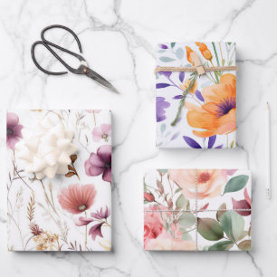 Schönes, modernes Blumengeschenk Geschenkpapier Set