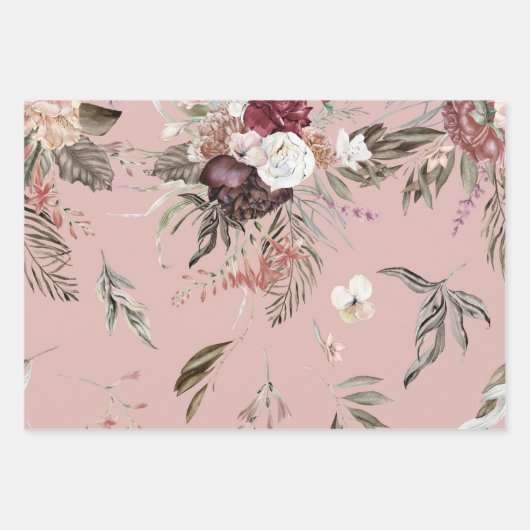 Schönes, modernes Blumenmuster-Geschenk Geschenkpapier Set (Vorderseite 2)