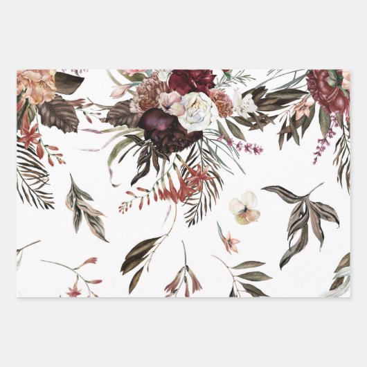 Schönes, modernes Blumenmuster Geschenk Geschenkpapier Set (Vorderseite 2)