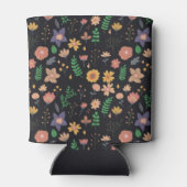 Schönes modernes dunkles Blumenmuster Monogramm Dosenkühler (Rückseite)