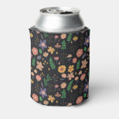 Schönes modernes dunkles Blumenmuster Monogramm Dosenkühler (Kanne Rückseite)
