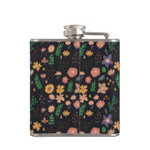 Schönes modernes dunkles Blumenmuster Monogramm Flachmann (Rückseite)