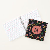 Schönes modernes dunkles Blumenmuster Monogramm Notizblock (Innenseite)