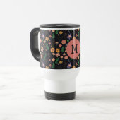 Schönes modernes dunkles Blumenmuster Monogramm Reisebecher (Vorderseite Links)