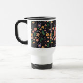 Schönes modernes dunkles Blumenmuster Monogramm Reisebecher (Links)
