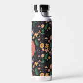 Schönes modernes dunkles Blumenmuster Monogramm Trinkflasche (Links)