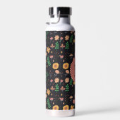 Schönes modernes dunkles Blumenmuster Monogramm Trinkflasche (Rechts)