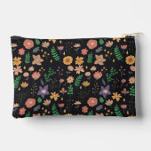 Schönes modernes dunkles Blumenmuster Monogramm Zubehörtasche (Rückseite)