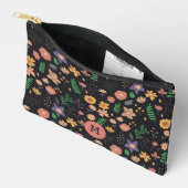 Schönes modernes dunkles Blumenmuster Monogramm Zubehörtasche (Offen)