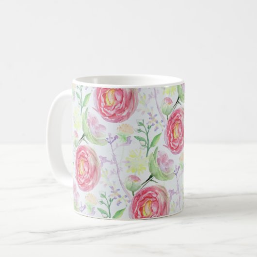 Schönes, modernes, florales Muster Kaffeetasse (Vorderseite Links)