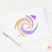 Schönes modernes Kunstdesign: Lila und Goldbrust Ovaler Aufkleber (Umschlag)