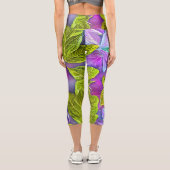 Schönes modernes Leafy-Muster Capri Leggings (Rückseite)