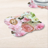 Schönes Mongram Floral Wedding Design Untersetzer (angewinkelt)