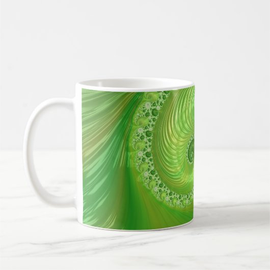 Schönes monochromatisches grünes Fraktal Kaffeetasse (Links)