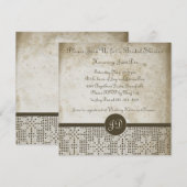 Schönes Monogramm antikes Papier Crochet Spitze Einladung (Vorne/Hinten)