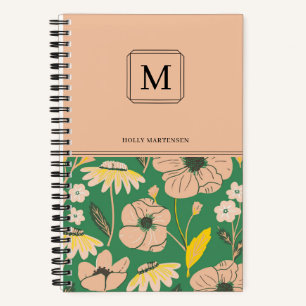 Schönes Monogramm Blumenmuster personalisierter Na Notizblock