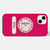 Schönes Monogramm E Blumenmuster iPhone Hülle (Rückseite (Horizontal))