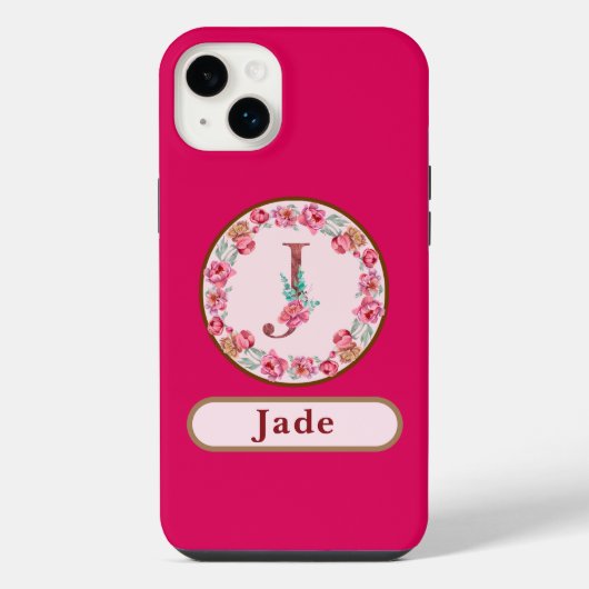 Schönes Monogramm J Floral iPhone Hülle (Rückseite)