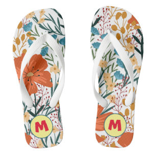 Schönes Monogramm l Aquarell Blume für sie Badesandalen