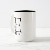 Schönes monogrammiertes Initial E Zweifarbige Tasse (Vorderseite Links)
