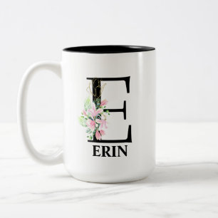 Schönes monogrammiertes Initial E Zweifarbige Tasse