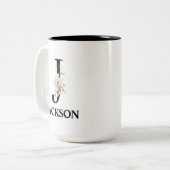Schönes monogrammiertes Initial J Zweifarbige Tasse (Vorderseite Links)