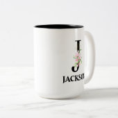 Schönes monogrammiertes Initial J Zweifarbige Tasse (VorderseiteRechts)
