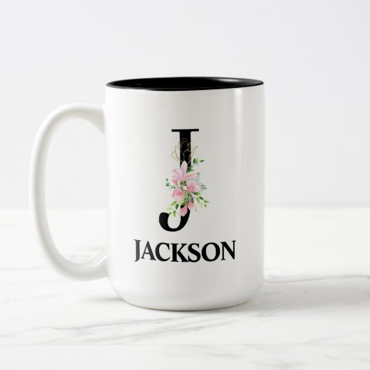 Schönes monogrammiertes Initial J Zweifarbige Tasse (Links)