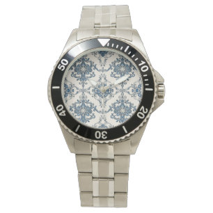 Schönes Mosaik Blau Silber Muster, Männer Armbanduhr