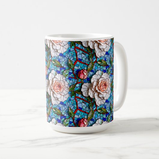 Schönes Mosaik-Blume-Muster Kaffeetasse (VorderseiteRechts)