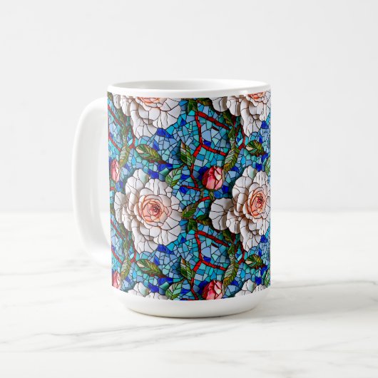 Schönes Mosaik-Blume-Muster Kaffeetasse (Vorderseite Links)
