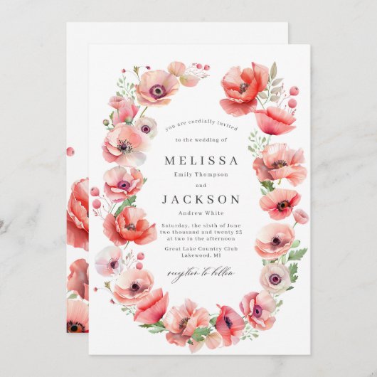 Schönes Motiv aus rosa und roter Mohnblüte Blume W Einladung (Vorne/Hinten)