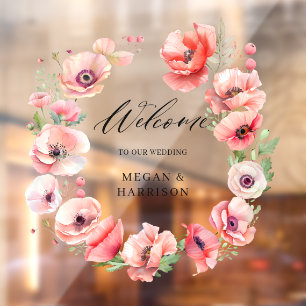 Schönes Motiv in Rosa und Rot-Mohn-Blume Fensteraufkleber