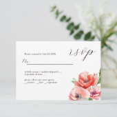 Schönes Motiv in Rosa und Rot-Mohn-Blume RSVP Karte (Stehend Vorderseite)