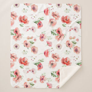 Schönes Motiv in Rosa und Rot-Mohn-Blume Sherpadecke
