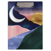 Schönes Mountain River Moon Sunset Design Klemmbrett (Vorderseite)