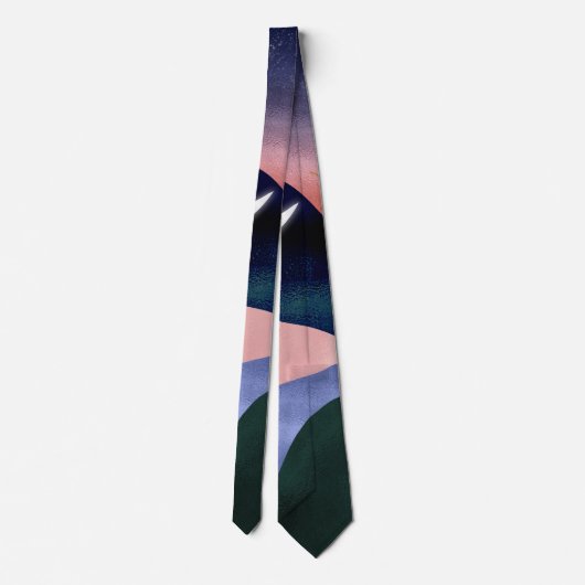 Schönes Mountain River Moon Sunset Design Krawatte (Rückseite)