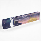Schönes Mountain River Moon Sunset Design Namensplakette