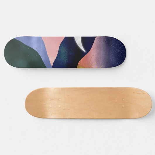 Schönes Mountain River Moon Sunset Design Skateboard (Horizontal)