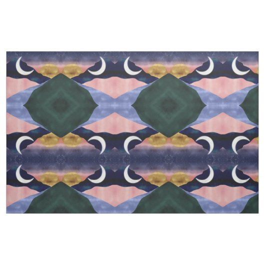 Schönes Mountain River Moon Sunset Design Stoff (Fat Quarter (45,7 x 55,9 cm))
