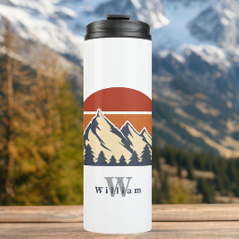 Schönes Mountain Sunset Monogramm Thermosbecher
