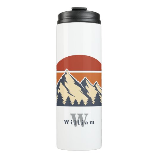 Schönes Mountain Sunset Monogramm Thermosbecher (Vorderseite)