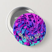 Schönes Musik-lebhaftes Anmerkungs-Rosa-lila Button (Vorne & Hinten)