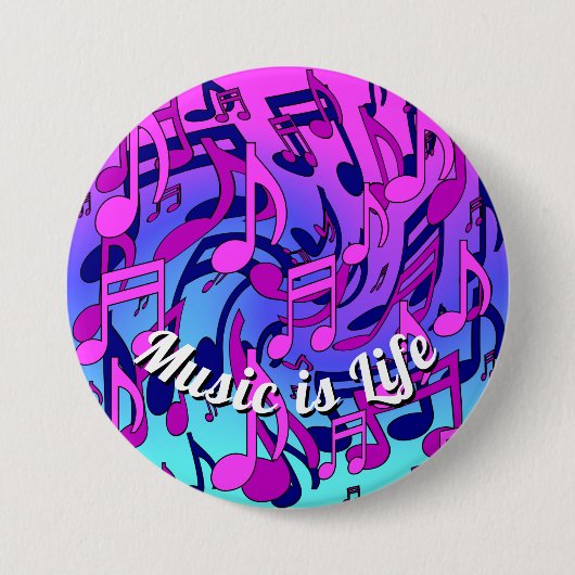 Schönes Musik-lebhaftes Anmerkungs-Rosa-lila Button (Vorderseite)