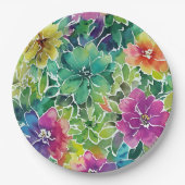 Schönes Muster für die Aquarellfarben-Blume Pappteller (Vorderseite)